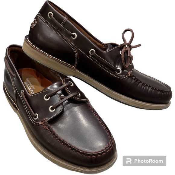 Men's Rockport “Perth” dark brown leather boat shoes 9W wide